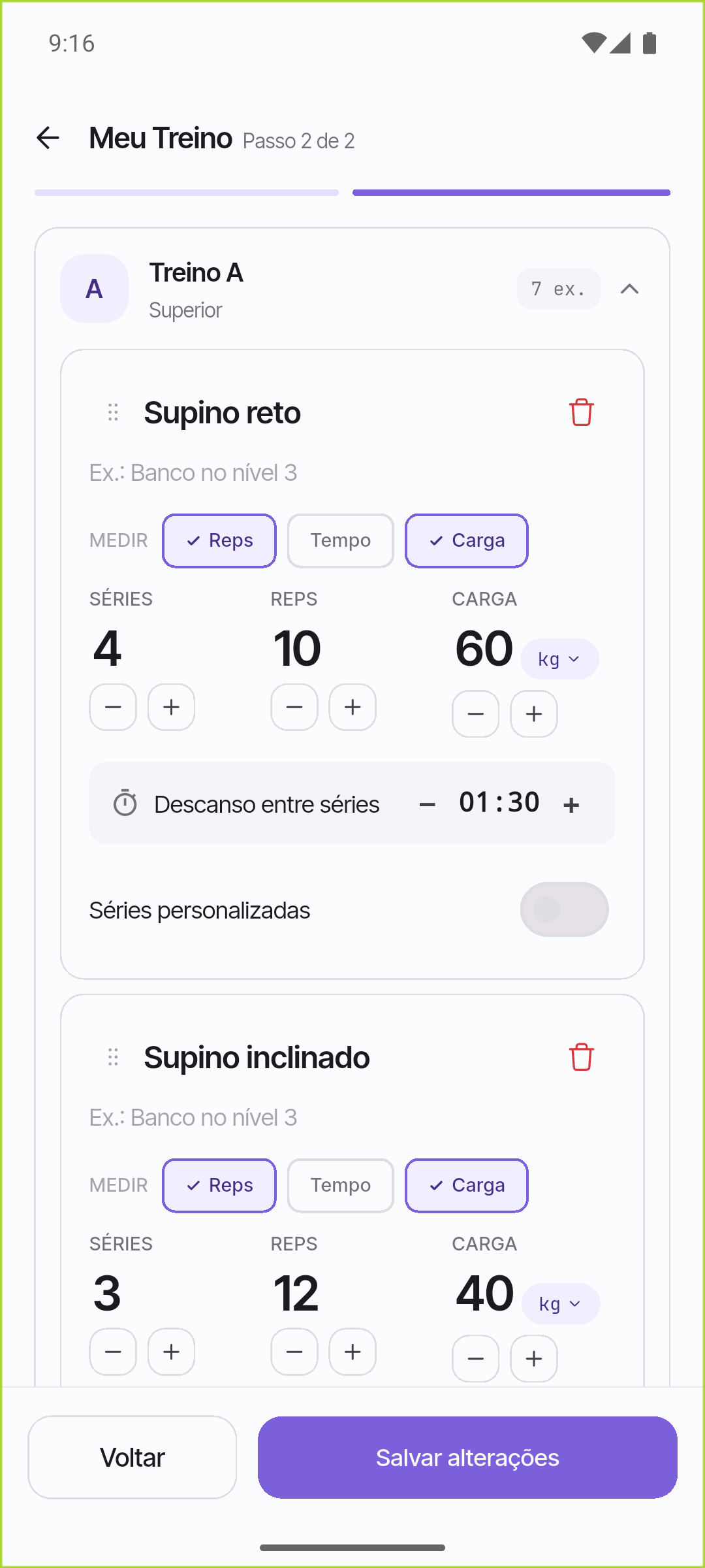 Criação de treino