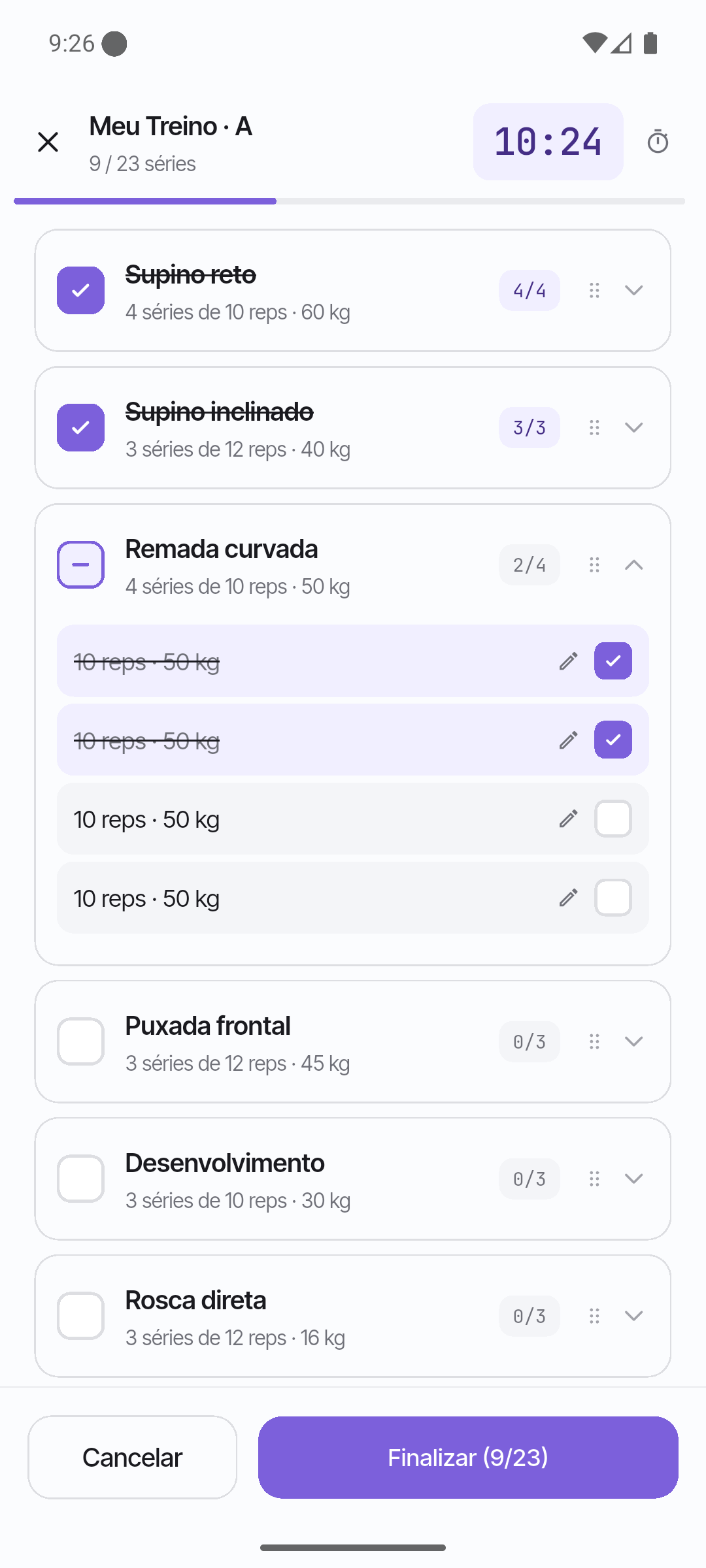 Sessão de treino