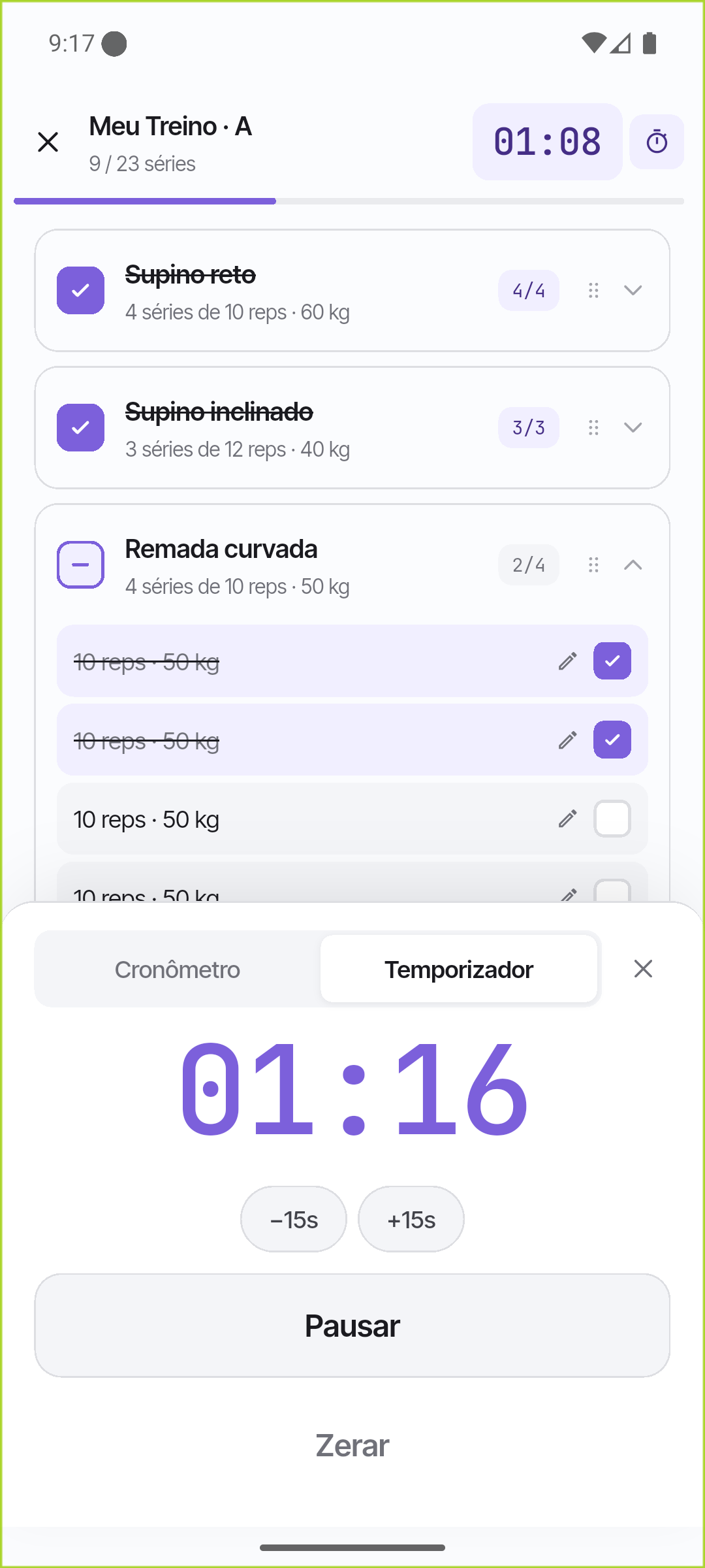 Timer de descanso